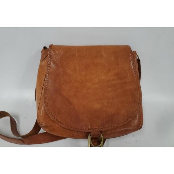 HANDCRAFTED LARGE GENUINE LEATHER SADDLE BAG STYLE CROSSBODY BAG - Picture 1 of 7